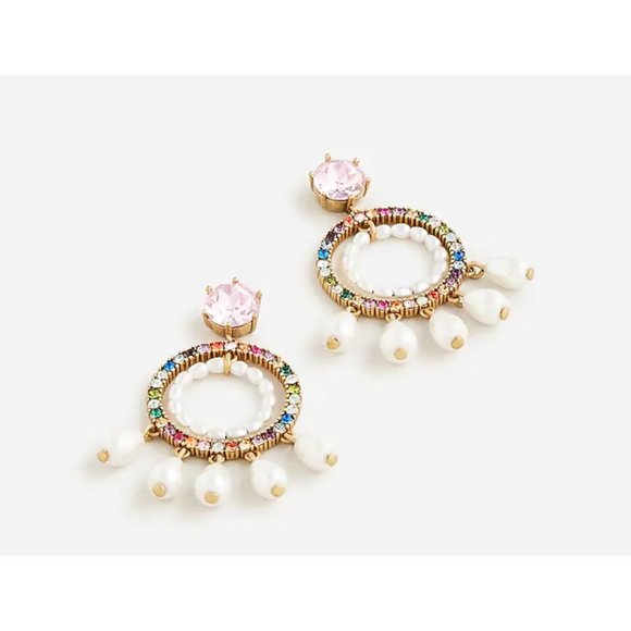 J. Crew rainbow sparkle and pearl earrings NWT - Picture 7 of 8